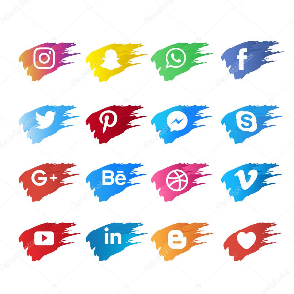 Social media icon with brush illustration
