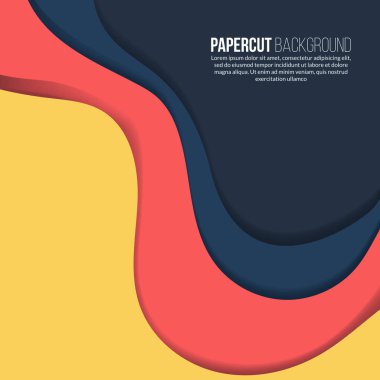 Kağıt kesme şekilleri ile 3d soyut arka plan. Kartvizit, sunumlar, el ilanları veya posterler için vektör papercut tasarım düzeni. Modern renkli oyma sanat arka plan template3d abstra
