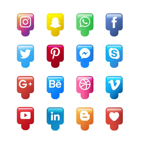 Colección de iconos de redes sociales — Vector de stock