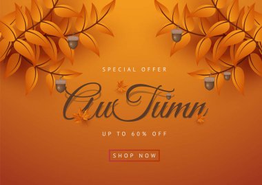 Sonbahar satış arka plan düzeni yaprakları ile süslemeleri