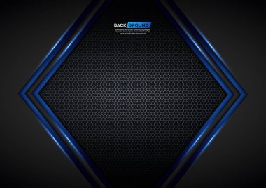 altıgen örgü arka plan ile mavi ışık ok siyah
