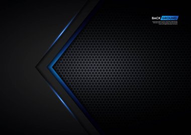 altıgen örgü arka plan ile mavi ışık ok siyah