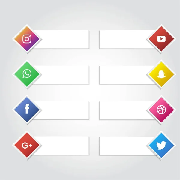 Social media icon banner collection vectoriel fond — Image vectorielle