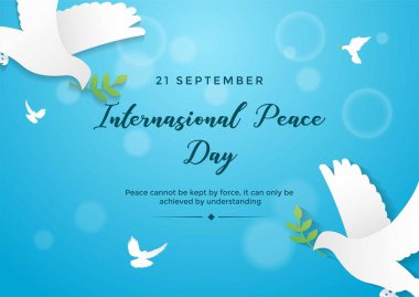 Mavi bokeh arka planda Uluslararası barış günü vektör illüstratör