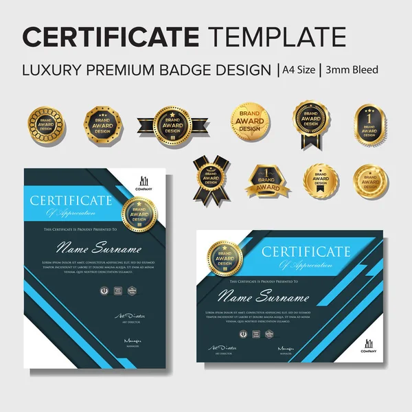 Modern certificaat ontwerp met badge — Stockvector
