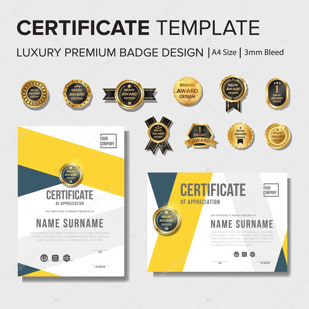 Professional certificate design with badge