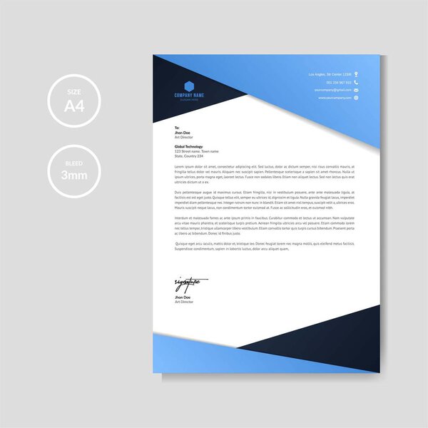 Professional blue letterhead graphic template