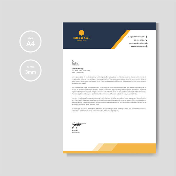 Modern orange letterhead layout template vector