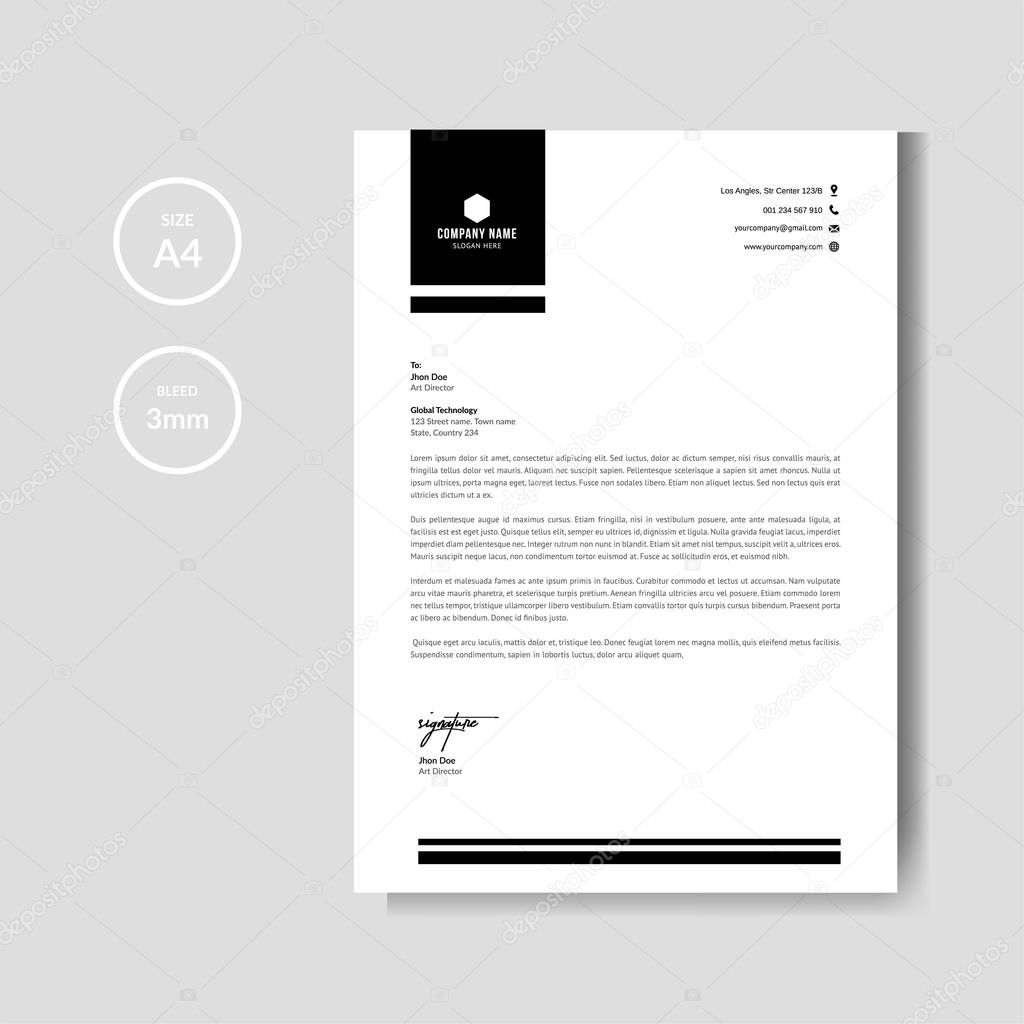 Minimalist black letterhead layout template vector