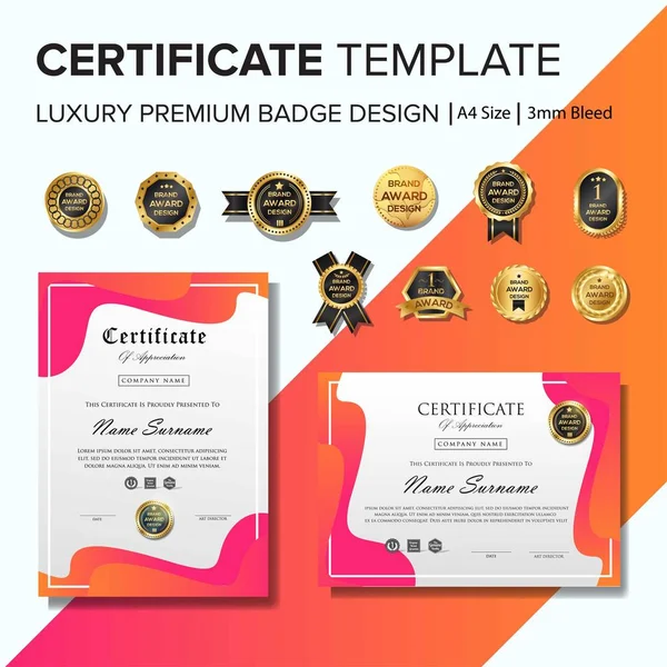 Kreatywny szablon certyfikatu z luksusowym i nowoczesnym wzorem, dyplomem, ilustracją wektorową — Wektor stockowy