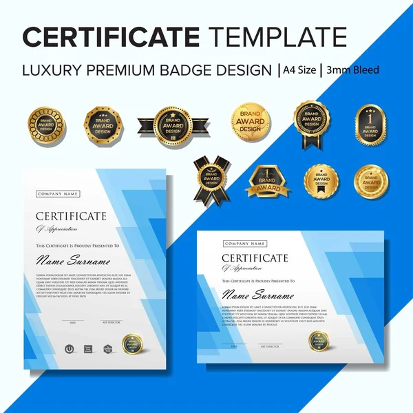 Creatieve certificaatsjabloon met luxe en moderne patroon, diploma, vector illustratie — Stockvector