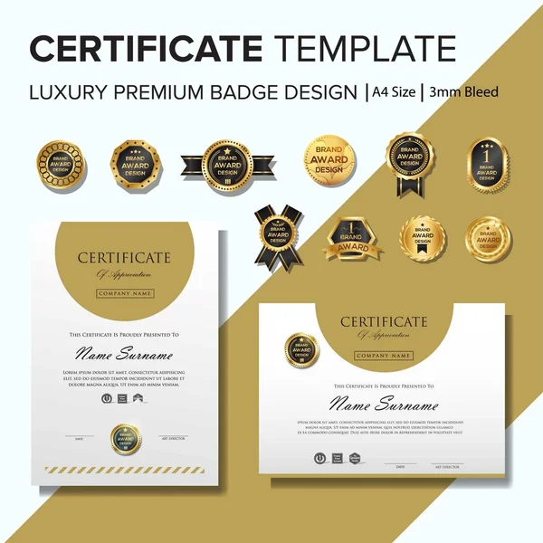 Creatieve certificaatsjabloon met luxe en moderne patroon, diploma, vector illustratie — Stockvector