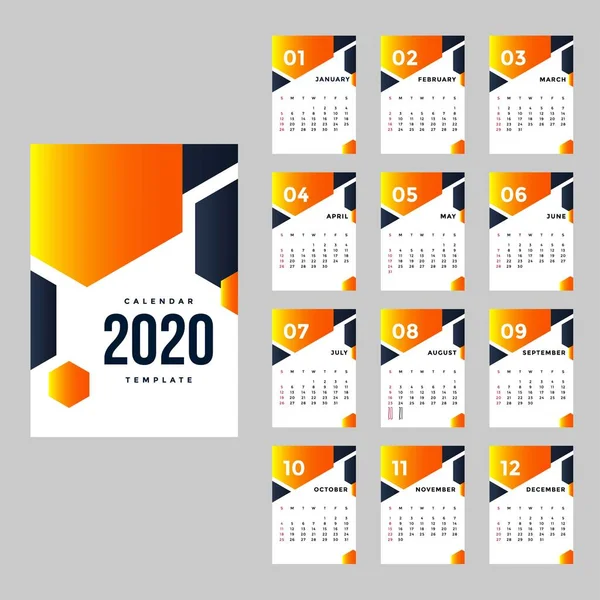 Šablona pozadí obchodního kalendáře 2020 — Stockový vektor
