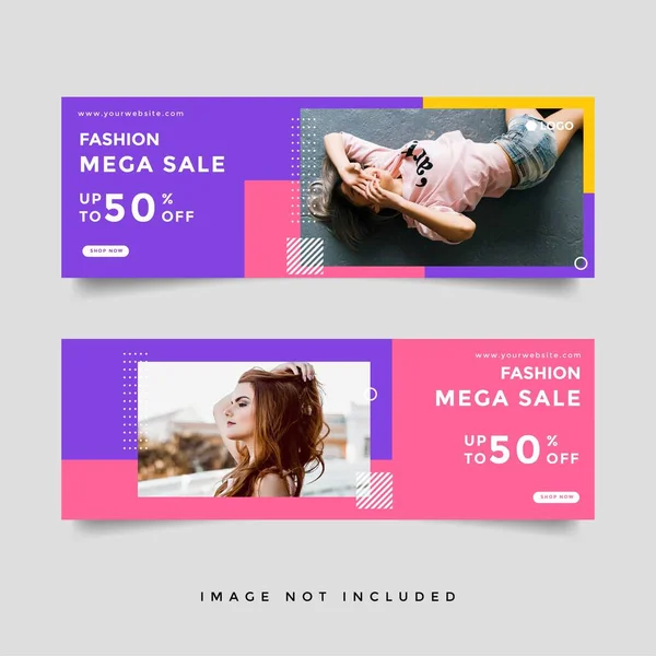 Moda Estilo Vida Venta Cubierta Banner Plantilla — Vector de stock