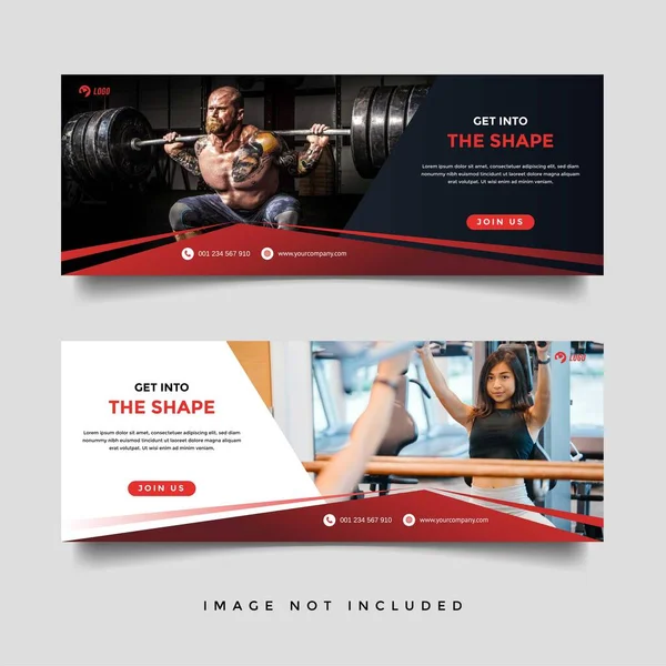 Gym Fitness Banner Promotion Template — Stock Vector