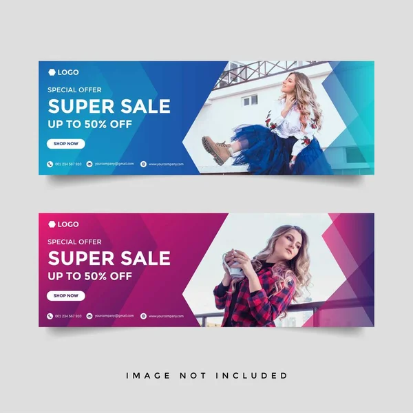 Fashion Sale Facebook Cover Banner Template — Stock Vector