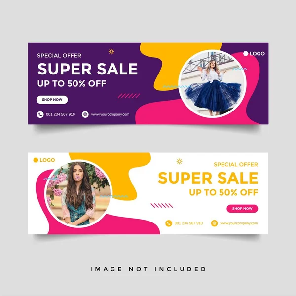 Moda Venda Facebook Capa Banner Template —  Vetores de Stock