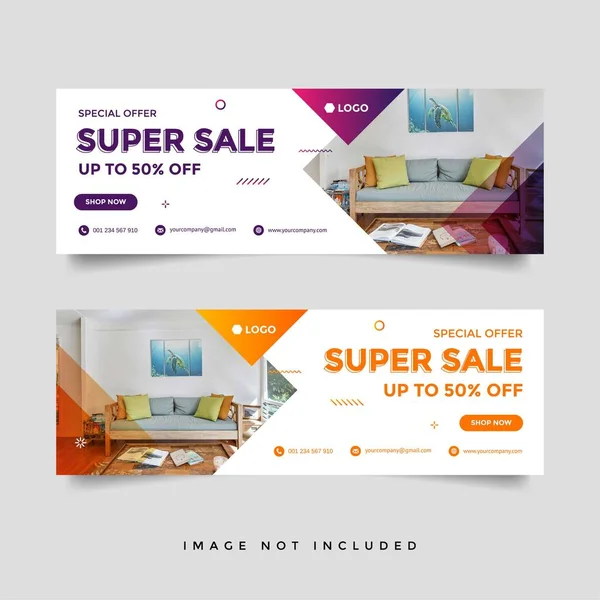 Venta Muebles Facebook Cubierta Banner Anuncio Plantilla — Vector de stock