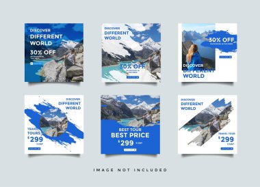 Seyahat Sosyal medya postası tasarım şablonu