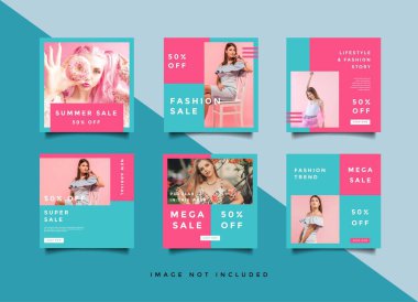 Moda sosyal medya promosyon kare tasarım koleksiyonu
