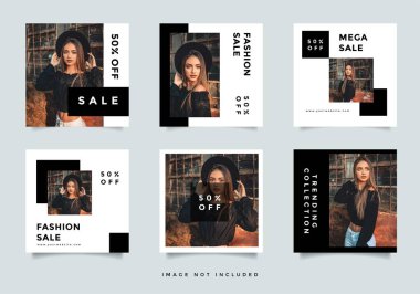 Moda Sosyal medya desteği promosyon tasarım vektörü koleksiyonu