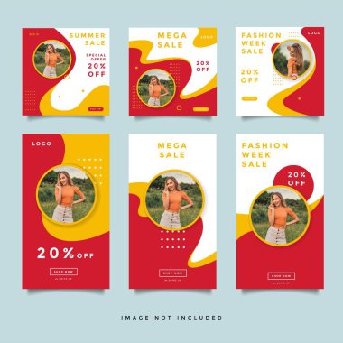 Moda Sosyal medya desteği promosyon tasarım vektörü koleksiyonu