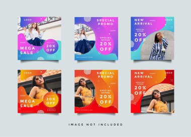 Moda Sosyal medya desteği promosyon tasarım vektörü koleksiyonu
