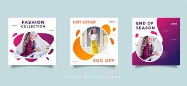 Moda Sosyal medya desteği promosyon tasarım vektörü koleksiyonu