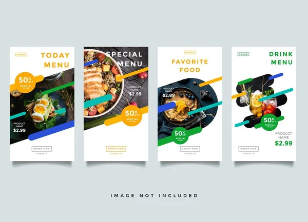 Yemek Mutfak Instagram Hikayeleri Tanıtım Şablonu — Stok Vektör