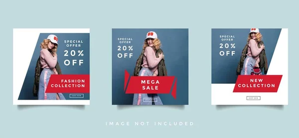 Layout Design Promoção Mídia Social Moda —  Vetores de Stock