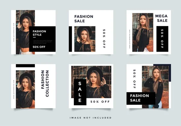 Black Fashion Social Media Promotion Design Layout — Stockvektor