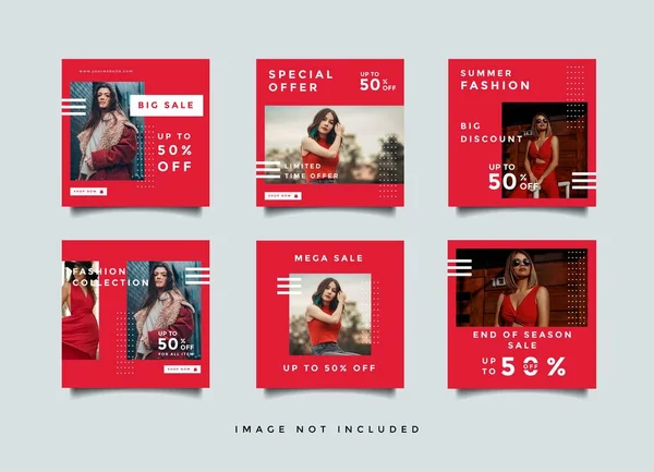 Red Fashion Social Media Promotion Design Layout — Stockový vektor