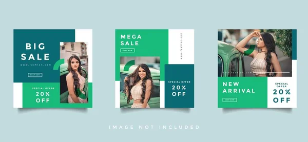 Mode Social Media Feed Post Promotion Design Collection — Image vectorielle