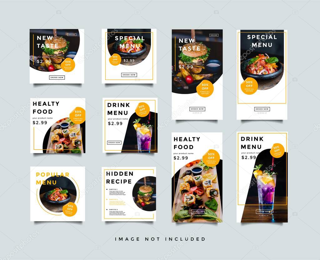food social media post & intagram stories template collection