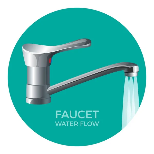 Logotipo promocional de fluxo de água de torneira com torneira moderna —  Vetores de Stock
