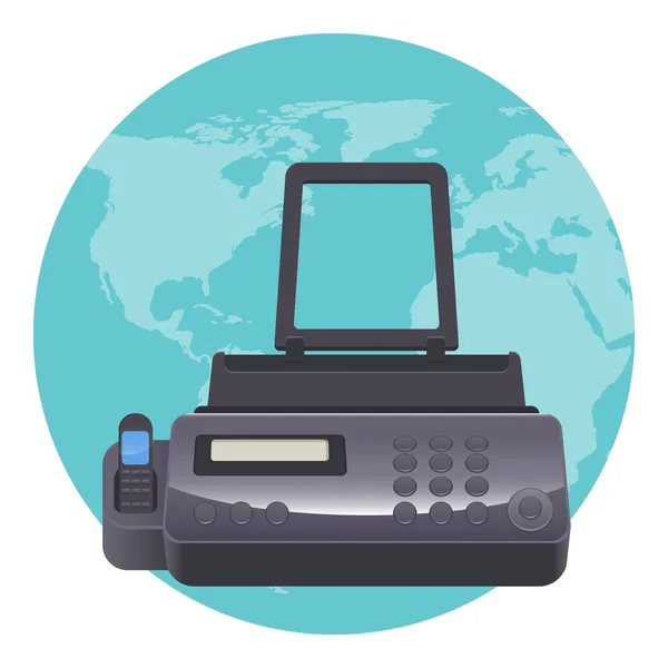 Fax machine telecopying or telefax telefacsimile, telephonic transmission — Stock Vector