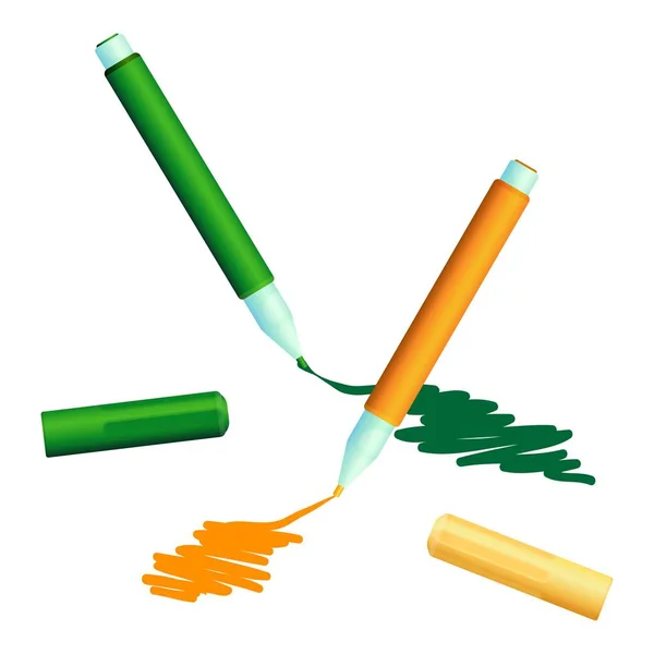 Traços pintados com marcadores coloridos canetas de feltro fineliner —  Vetores de Stock