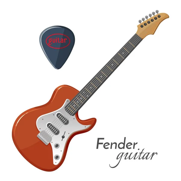 Fender guitar electric instrument most iconic in music. — Stock Vector