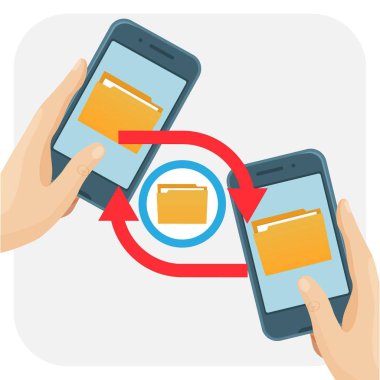 Dosya paylaşım klasörleri ve belgeleri senkronizasyon vektör çizim