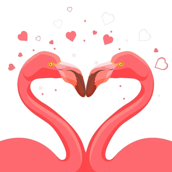 Pink flamingo kissing love of birds vector illustration — Stock Vector