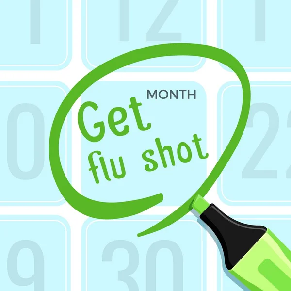 Obtener la vacuna contra la gripe cartel con título título ilustración vector — Vector de stock