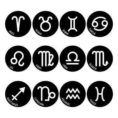 Astroloji sembolleri, zodyak işaretleri izole simgeler vektör