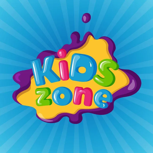 Logotipo de zona de crianças no fundo de cor em azul — Vetor de Stock