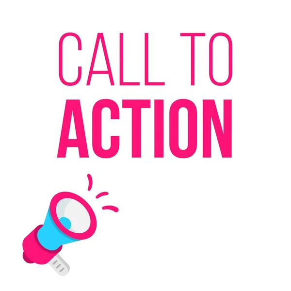 Call to Action concetto con megafono. Illustrazione dell'annuncio . — Vettoriale Stock