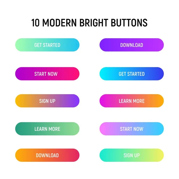 Call to action conjunto de botões web. Projeto de cores gradiente e brilhante para página da web . — Vetor de Stock