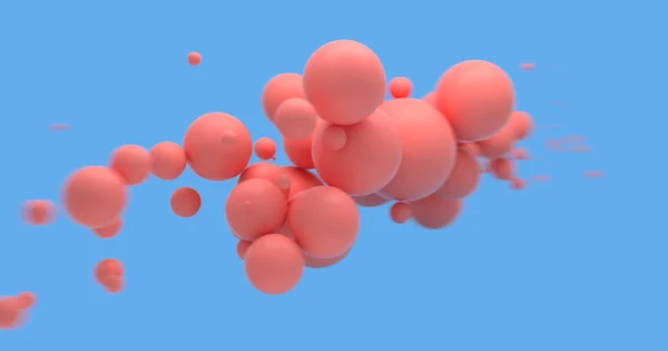 Fundo abstrato com esferas vivas de coral em azul. Design de banner de venda de moda. ilustração renderização 3D — Fotografia de Stock