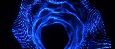 Soyut büyük veri fütüristik ışık duvar kağıdı arka plan tasarımı. Yapı örgü ve daireler ile Bilim karanlık desen. Bokeh ile modern iş alanı nokta illüstrasyon. 3d render