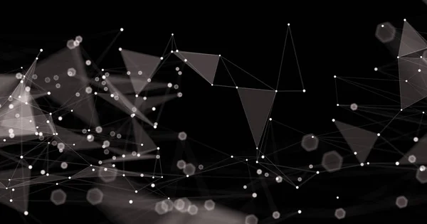 Diseño abstracto futurista de fondo de pantalla de luz. Ciencia patrón oscuro con malla de estructura y líneas. Ilustración triangular del espacio empresarial moderno con bokeh. Renderizado 3D —  Fotos de Stock