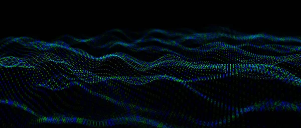 Αφηρημένα μεγάλα δεδομένα φουτουριστική φωτεινή ταπετσαρία φόντο σχεδιασμό. Επιστημονικό σκούρο μοτίβο με πλέγμα δομής και κύκλους. Σύγχρονες επιχειρηματικές τελείες απεικόνιση με bokeh. απόδοση 3D — Φωτογραφία Αρχείου