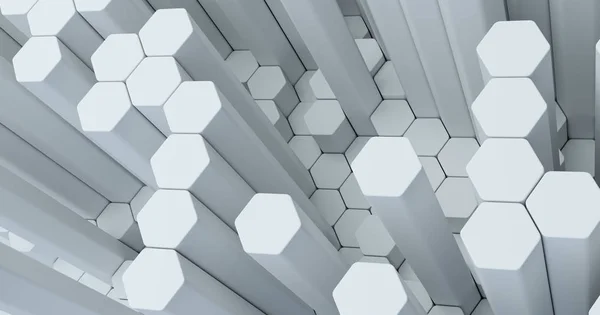 Fondo hexagonal tecnológico abstracto. renderizado 3d. Patrón geométrico. Elemento de diseño gráfico para papel pintado. Plantilla de tarjeta de visita moderna — Foto de Stock